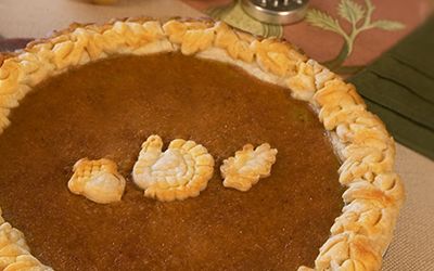 Pumpkin Pie at Thanksgiving table