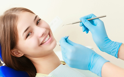 Young female in dentist office